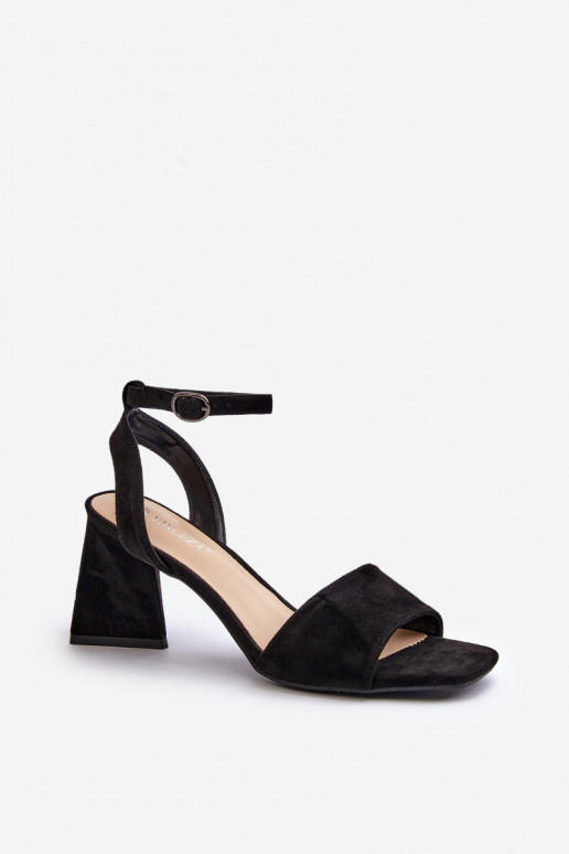 Naiste kõrge kontsaga sandaalid Eco Suede Black Upttima materjalist