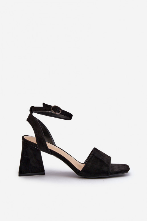 Naiste kõrge kontsaga sandaalid Eco Suede Black Upttima materjalist