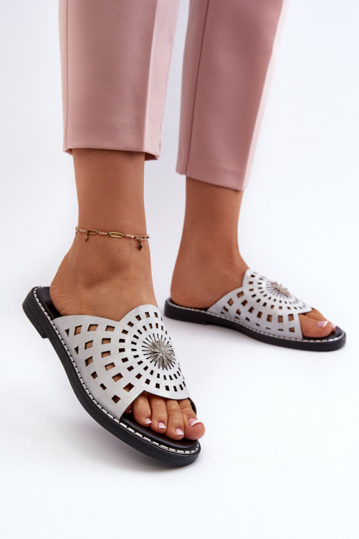 läikiv naiste plätud laiade nööridega kaunistustega Hõbedat värvi Ebirena