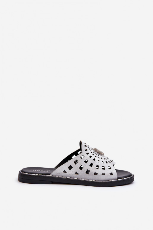 läikiv naiste plätud laiade nööridega kaunistustega Hõbedat värvi Ebirena