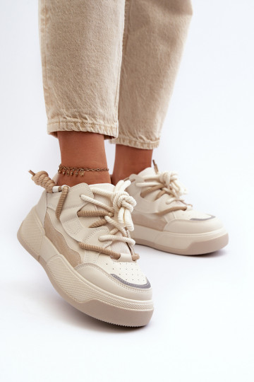 Sneakers tüüpi jalanõud   platvormiga beeži värvi Moariella 2