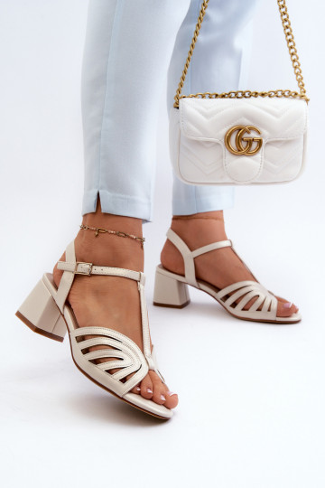 Elegantsed kõrge kontsaga sandaalid Sergio Leone SK880 pärlmutri värvi