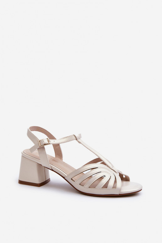 Elegantsed kõrge kontsaga sandaalid Sergio Leone SK880 pärlmutri värvi