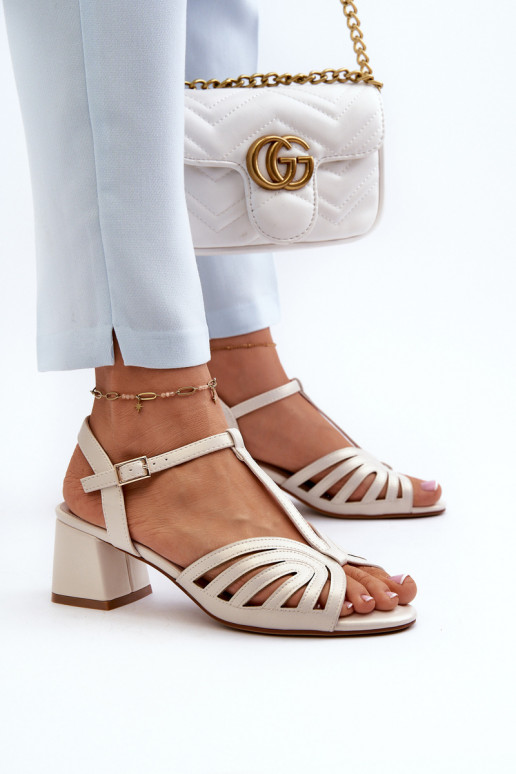 Elegantsed kõrge kontsaga sandaalid Sergio Leone SK880 pärlmutri värvi