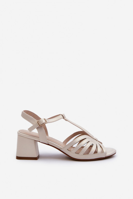 Elegantsed kõrge kontsaga sandaalid Sergio Leone SK880 pärlmutri värvi