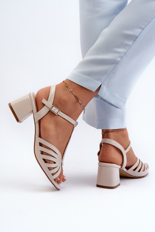 Laque   Elegantsed kõrge kontsaga sandaalid Sergio Leone SK880 beeži värvi