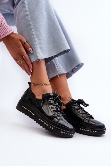 Paeltega jalanõud   platvormiga Naturaalsest nahast S.Barski LR620 mustad 2