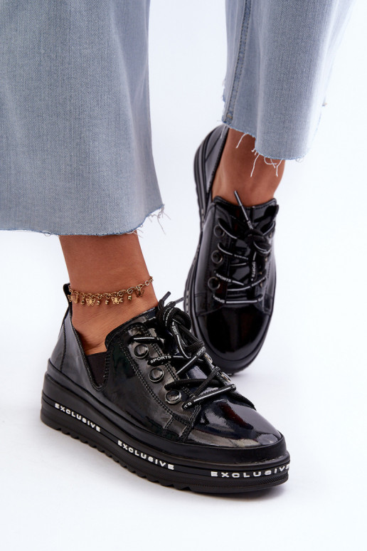 Paeltega jalanõud   platvormiga Naturaalsest nahast S.Barski LR620 mustad