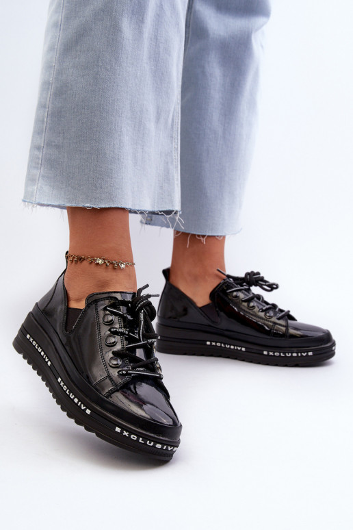 Paeltega jalanõud   platvormiga Naturaalsest nahast S.Barski LR620 mustad