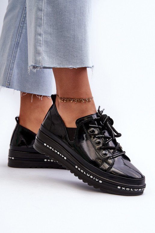 Paeltega jalanõud   platvormiga Naturaalsest nahast S.Barski LR620 mustad