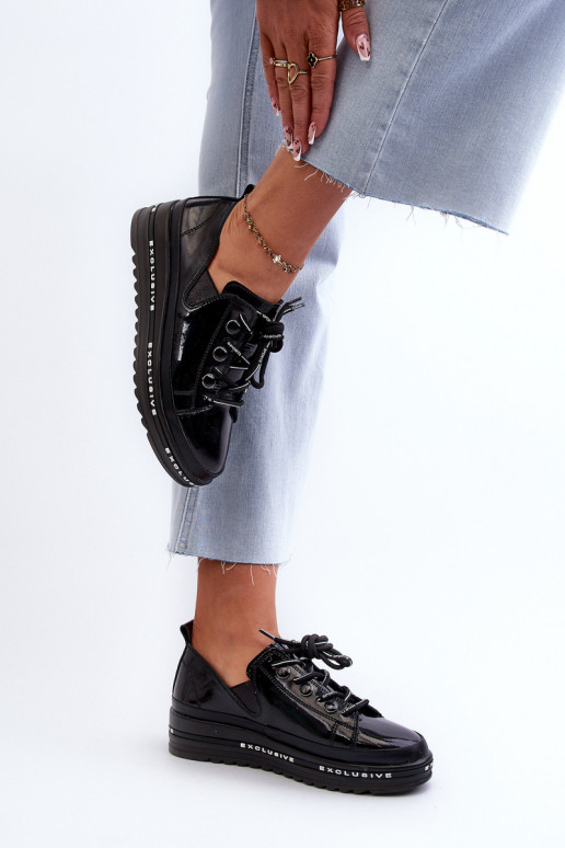 Paeltega jalanõud   platvormiga Naturaalsest nahast S.Barski LR620 mustad