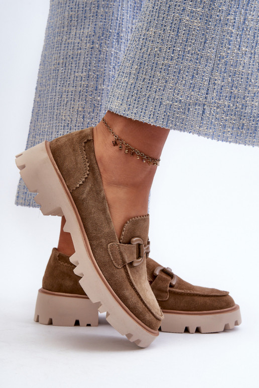 Seemisnahast mokassiinid   kaunistustega D&A TW117 pruunid värvi Seemisnahast mokassiinid   kaunistustega D&A TW117 pruunid värvi