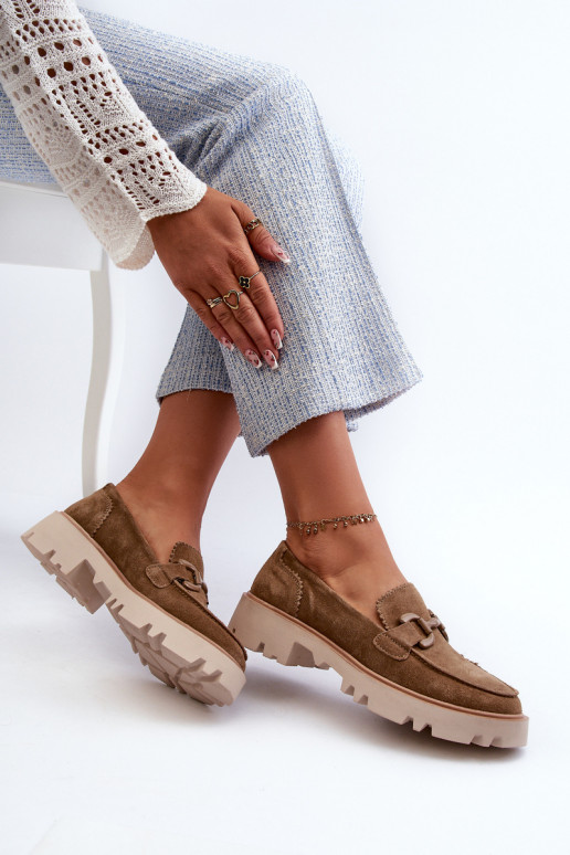 Seemisnahast mokassiinid   kaunistustega D&A TW117 pruunid värvi Seemisnahast mokassiinid   kaunistustega D&A TW117 pruunid värvi