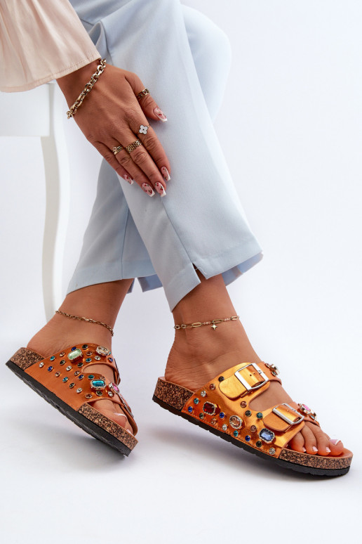 Kaunistustega naiste plätud neetide ja pandlaga S.Barski MY121 oranži värvi