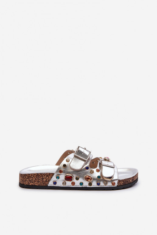 Kaunistustega naiste plätud neetide ja pandlaga S.Barski MY121 Hõbedat värvi Kaunistustega naiste plätud neetide ja pandlaga S.Barski MY121 Hõbedat värvi