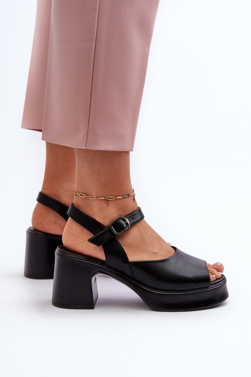 Naistesandaalid    kõrge jämeda kontsaga Vinceza 66627 mustad