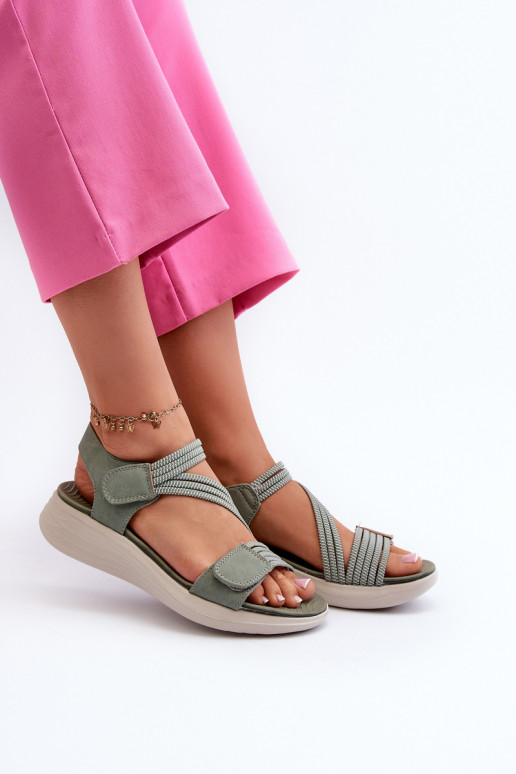 Mugavad sandaalid krõpsudega kinnitatav Rohelist värvi Eladora