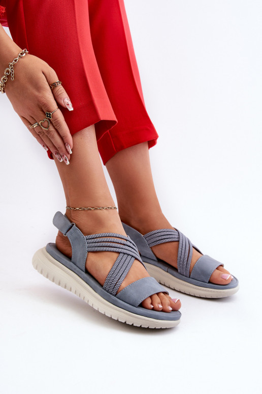 Mugavad sandaalid krõpsudega kinnitatav Sinist värvi Ceclea
