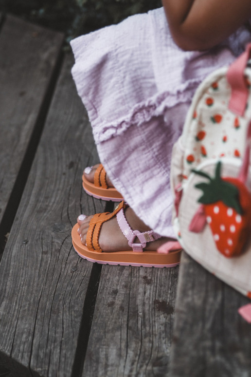 Laste jalanõud  sandaalid krõpsudega kinnitatav  LL385026 oranži värvi Laste jalanõud  sandaalid krõpsudega kinnitatav  LL385026 oranži värvi