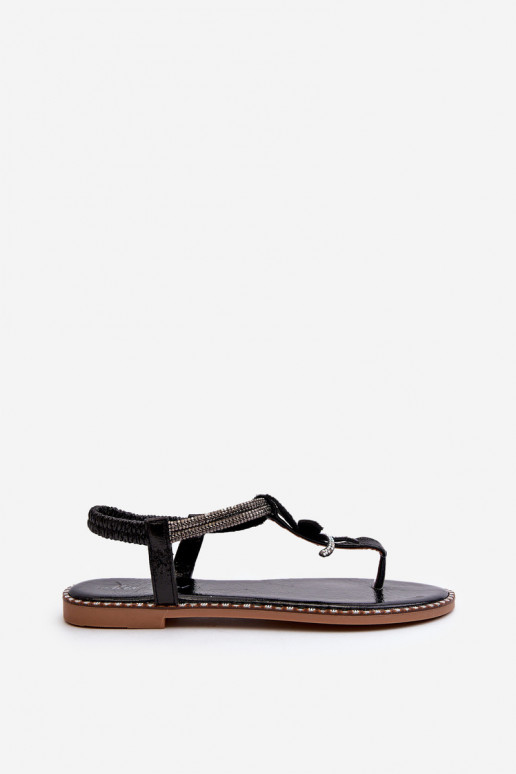 Madalad sandaalid  lilledegaem mustad Edoni Madalad sandaalid  lilledegaem mustad Edoni