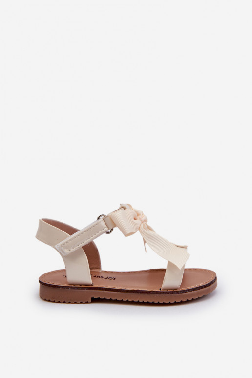 Lakitud sandaalid Laste jalanõud lipsukesega krõpsudega kinnitatav Elevandiluu värvi Joratia