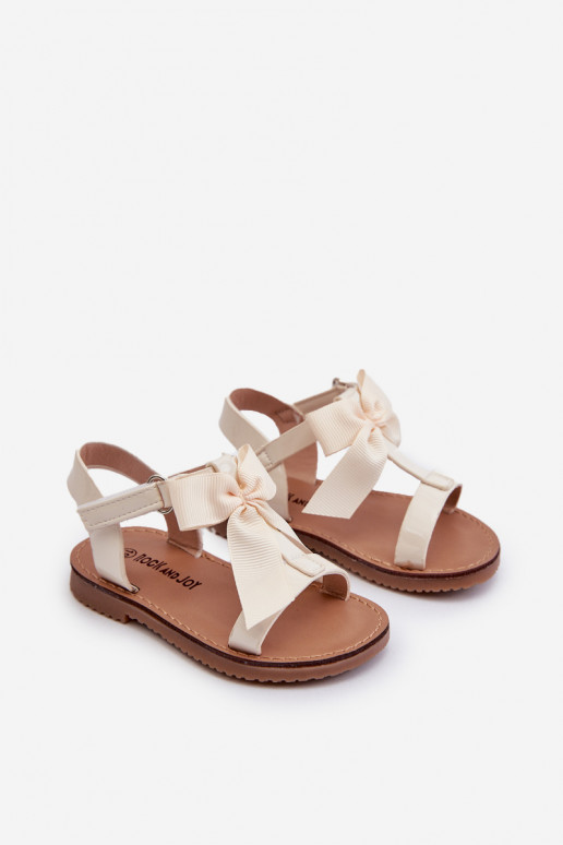 Lakitud sandaalid Laste jalanõud lipsukesega krõpsudega kinnitatav Elevandiluu värvi Joratia