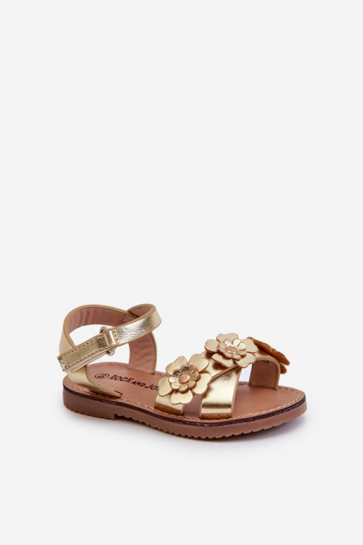 sandaalid Laste jalanõud Ozdobione kami krõpsudega kinnitatav Kuldset värvi Fagossa