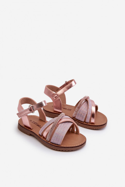 läikiv Laste sandaalid krõpsudega kinnitatav Tumeroosad värvi Delphina läikiv Laste sandaalid krõpsudega kinnitatav Tumeroosad värvi Delphina