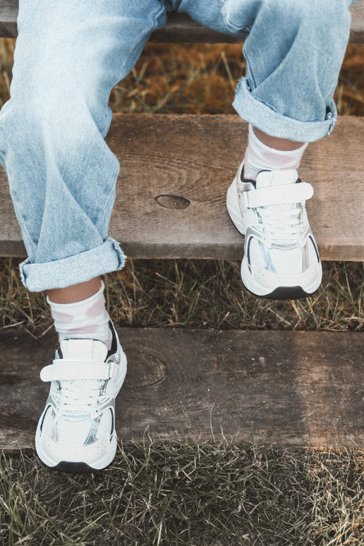 Laste spordijalatsid Sneakers tüüpi jalanõud krõpsudega kinnitatav Valget-mustad Ephona