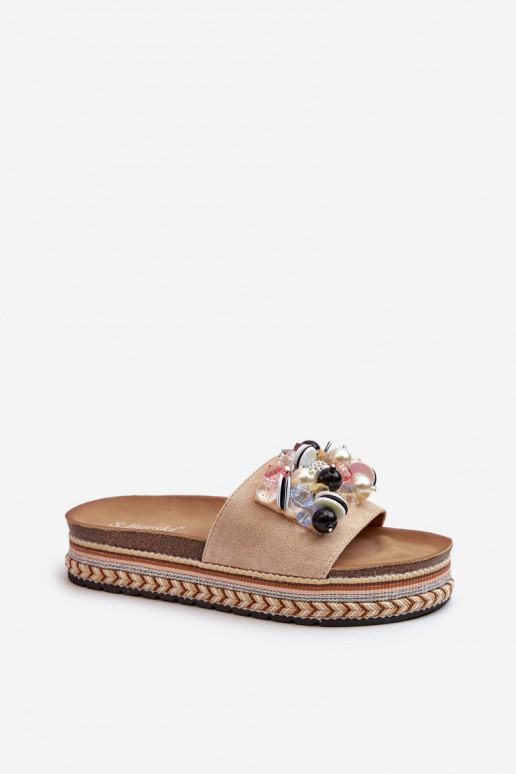 naiste plätud platvormiga kaunite detailidega S.Barski HY077 beeži värvi naiste plätud platvormiga kaunite detailidega S.Barski HY077 beeži värvi