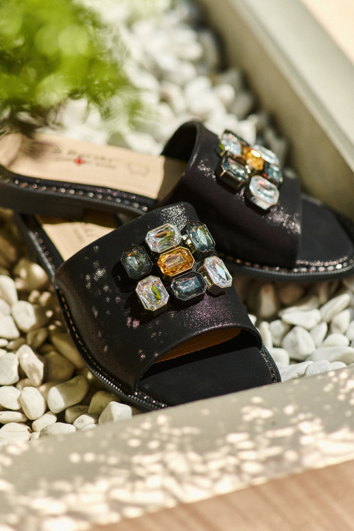 naiste plätud kaunite detailidega S.Barski KV27-031 mustad