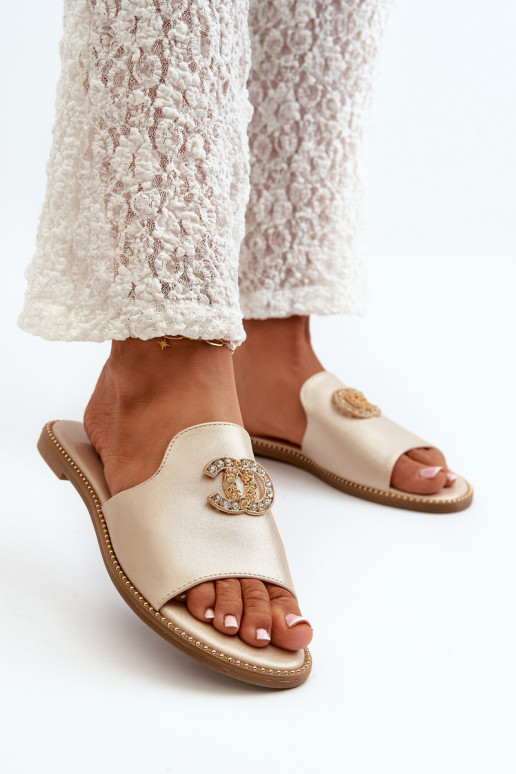 Elegantsed naiste plätud läikiv kaunistustega S.Barski KV27-050 Kuldset värvi