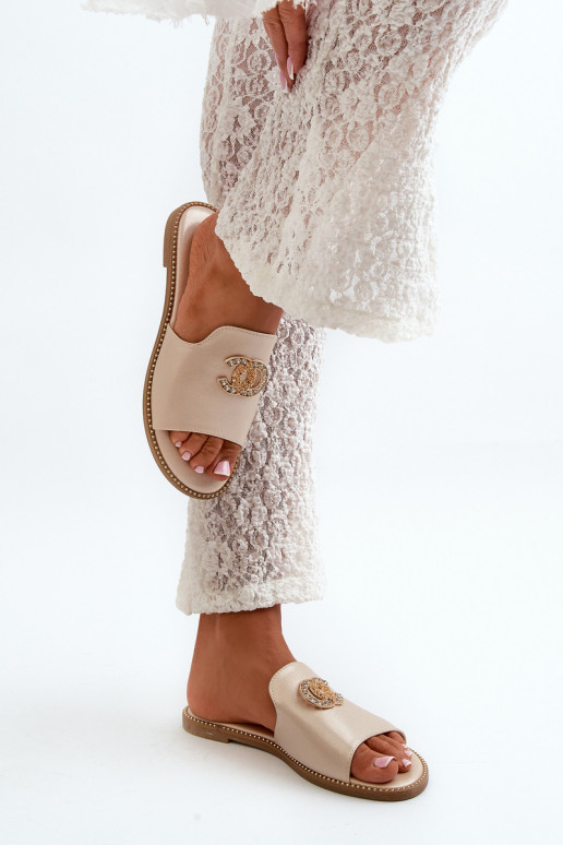 Elegantsed naiste plätud läikiv kaunistustega S.Barski KV27-050 Kuldset värvi