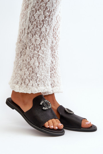 Elegantsed naiste plätud läikiv kaunistustega S.Barski KV27-050 mustad 2