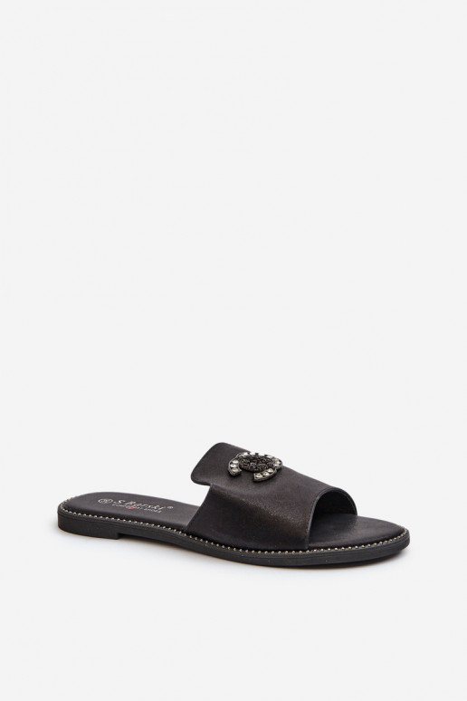 Elegantsed naiste plätud läikiv kaunistustega S.Barski KV27-050 mustad