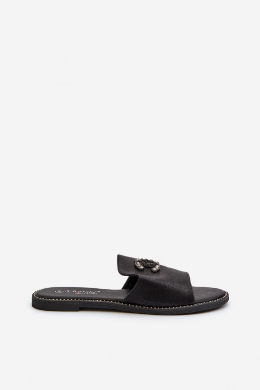 Elegantsed naiste plätud läikiv kaunistustega S.Barski KV27-050 mustad