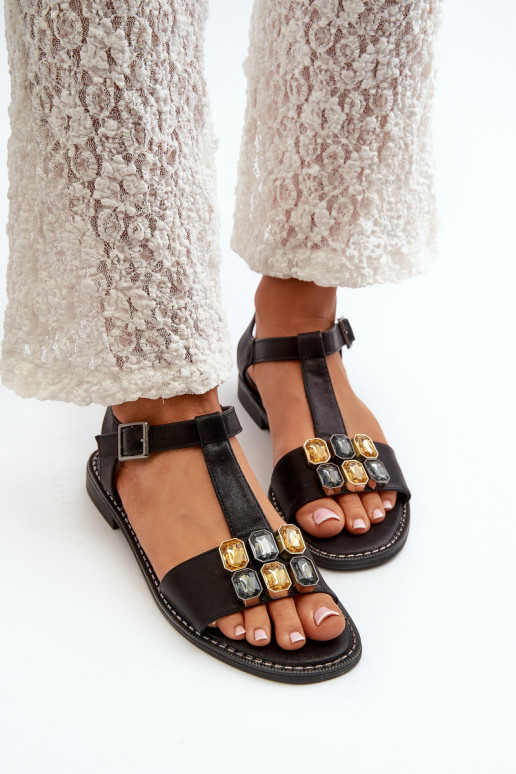 Elegantsed Naistesandaalid Kaunistustegai Detalami S.Barski KV27-030 mustad