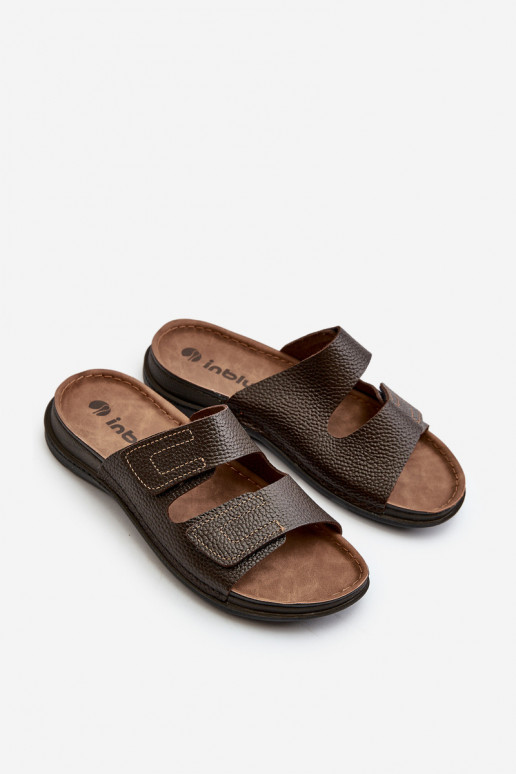 Mugavad sussid Mehed Triipudega krõpsudega kinnitatav Inblu GV00002I tumepruuni värvi Mugavad sussid Mehed Triipudega krõpsudega kinnitatav Inblu GV00002I tumepruuni värvi