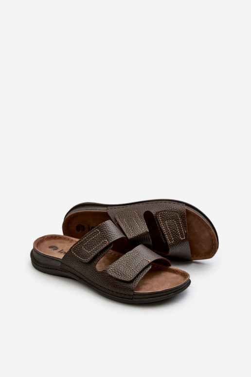 Mugavad sussid Mehed Triipudega krõpsudega kinnitatav Inblu GV00002I tumepruuni värvi Mugavad sussid Mehed Triipudega krõpsudega kinnitatav Inblu GV00002I tumepruuni värvi