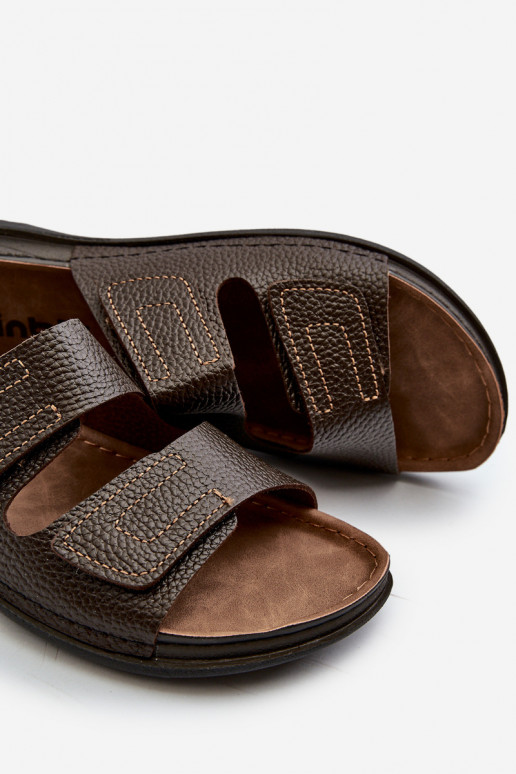 Mugavad sussid Mehed Triipudega krõpsudega kinnitatav Inblu GV00002I tumepruuni värvi Mugavad sussid Mehed Triipudega krõpsudega kinnitatav Inblu GV00002I tumepruuni värvi