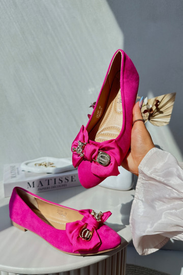 Naiselik Eko Seemisnahast baleriinad lipsukesega I Broszką tumeroosad värvi Satris 2