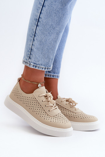ažuursete elementidega vabaaja jalanõud Sneakers tüüpi jalanõud platvormiga beeži värvi Tanvi 2