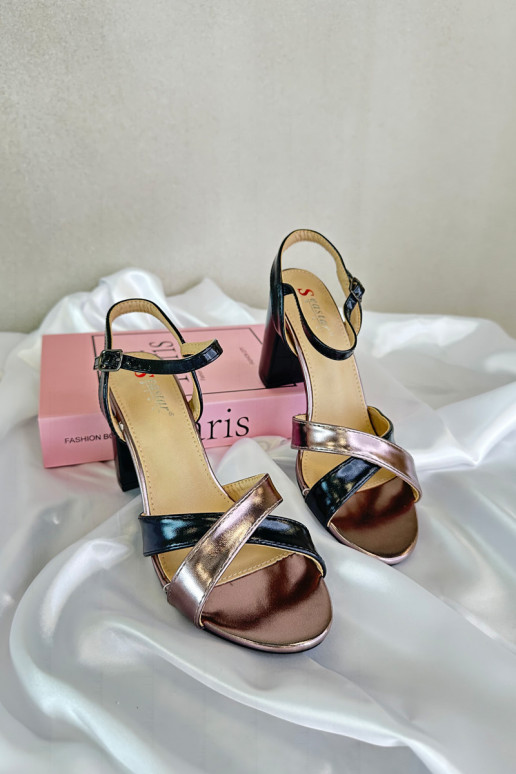 Eko Nahk Elegantsed kõrge kontsaga sandaalid Salvestus mustad Abilica