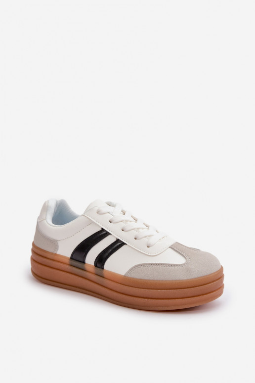 Sneakers tüüpi jalanõud Pealiste omad platvormiga Valget-Halli värvi Nesonice Sneakers tüüpi jalanõud Pealiste omad platvormiga Valget-Halli värvi Nesonice