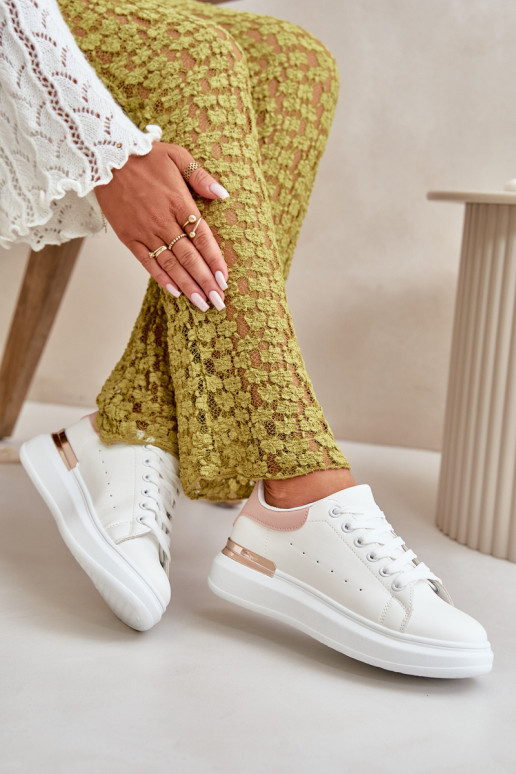 Sellel ondal naiste saapad platvormiga eko-nahast Valget-tumeroosad värvi Nevelena