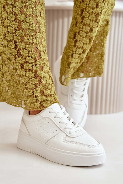 Sneakers tüüpi jalanõud Pealiste omad platvormiga Koos Ornate Paeladm valget värvi Mistra