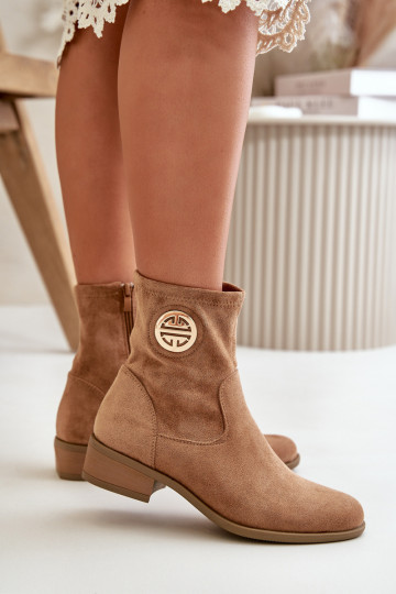 Pealiste poolsaapad Nööpidega Lossi juurde Koos Ornate Detalem Eco Suedeosissee beeži värvi Lerioria 2