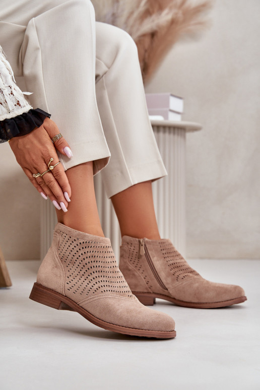 Pealiste poolsaapad laiade nööridega Ažuurne beeži värvi S.Barski HY42-076