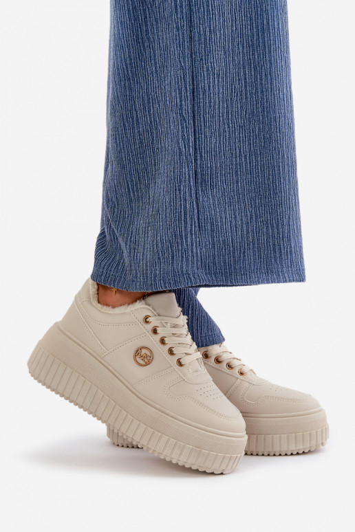 Sneakers tüüpi jalanõud spordijalatsid Pealiste omad voodriga Sellel onssiivsel tallal beeži värvi Verissha