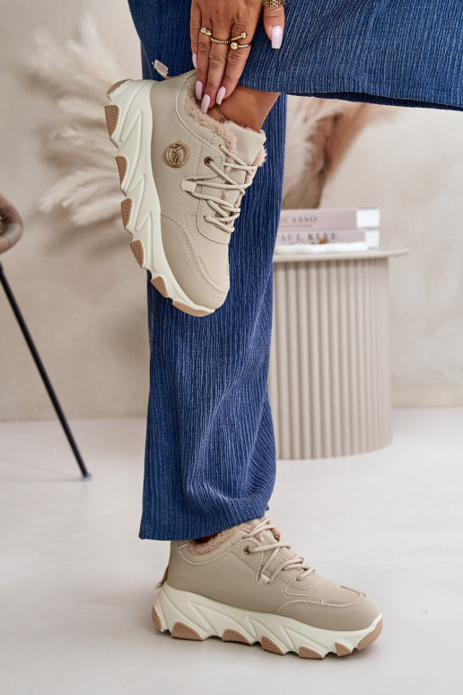 voodriga spordijalatsid Pealiste omad nööritavad platvormiga beeži värvi Bialoa